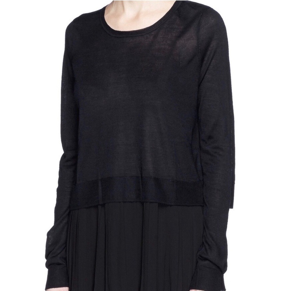 Sandro Wool‎ Chiffon Pleated Layered Sweater Sz 2 US M
